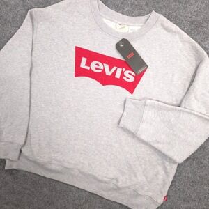 Levis Sweatshirt Mens L Gray Heather Graphic Standard Crewneck Relaxed Fit NEW